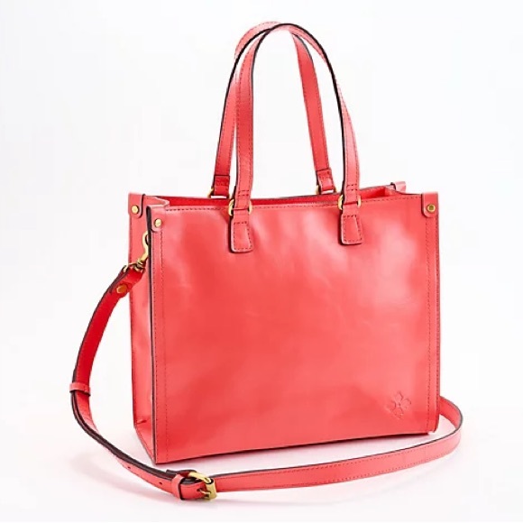 Patricia Nash Leather Ava Medium Tote with Crossbody Strap - Coral - Picture 4 of 10